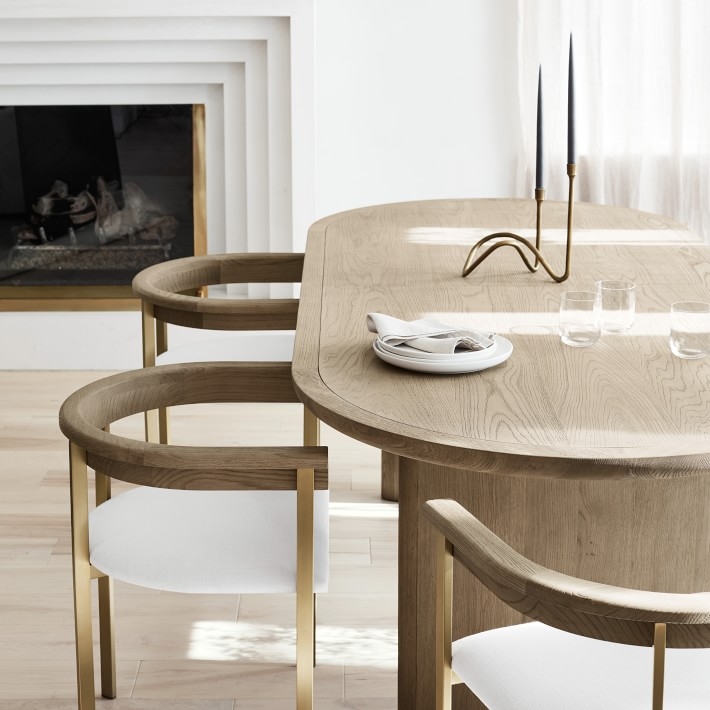 Oval Dining Table Incorporating Brass Legs Curved