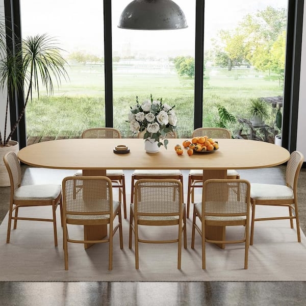 Oval Dining Table Providing Dual Pedestal 79-Inch