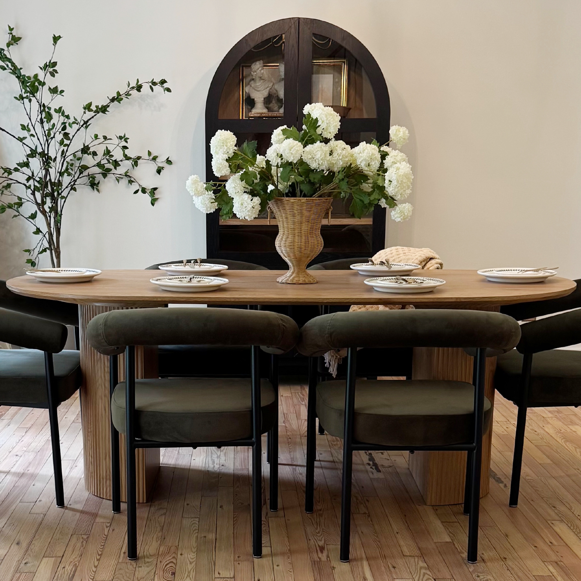 Oval Dining Table Showcasing Roman Pillar Ribbing
