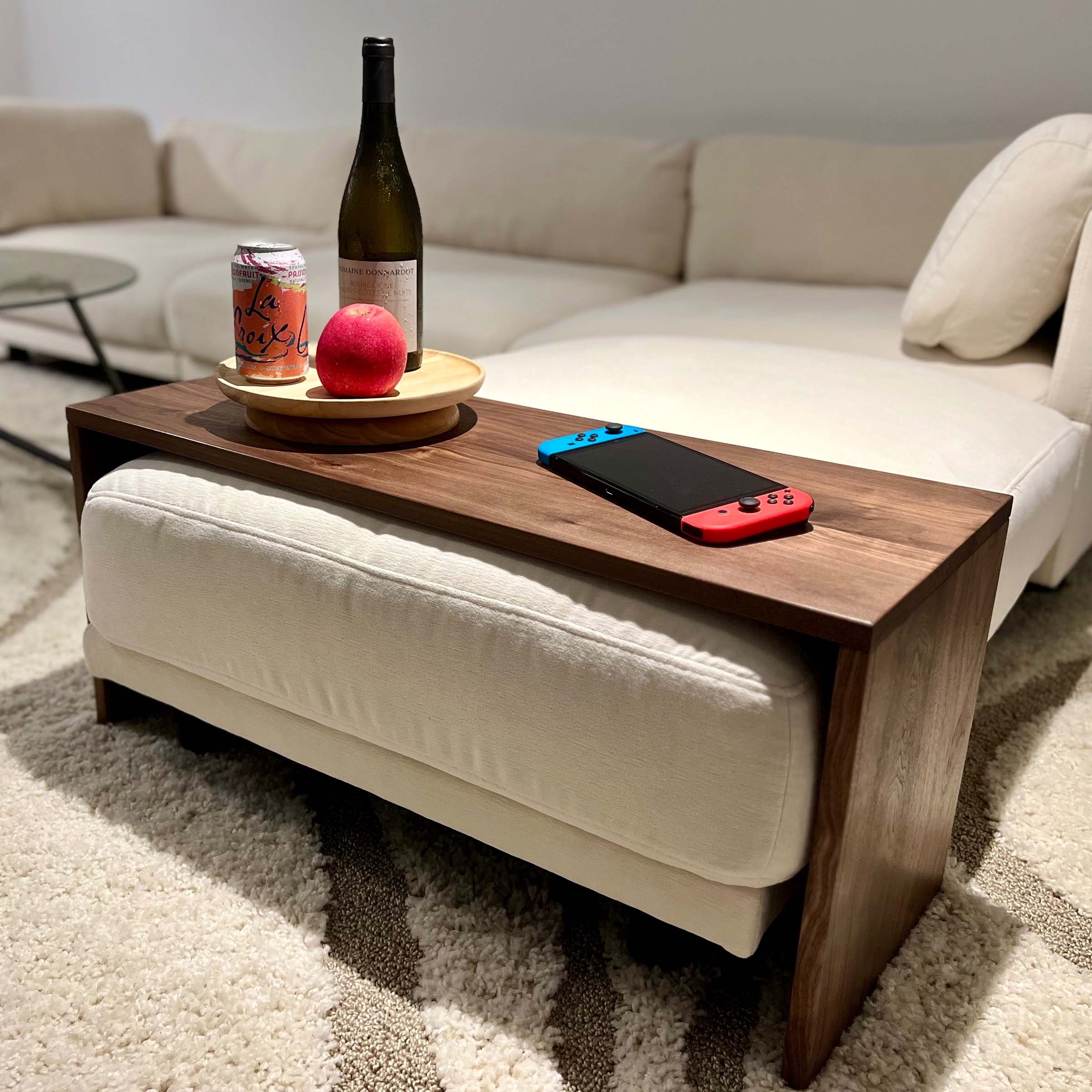 Over Ottoman Table: Bridge Style Walnut Cocktail Tray