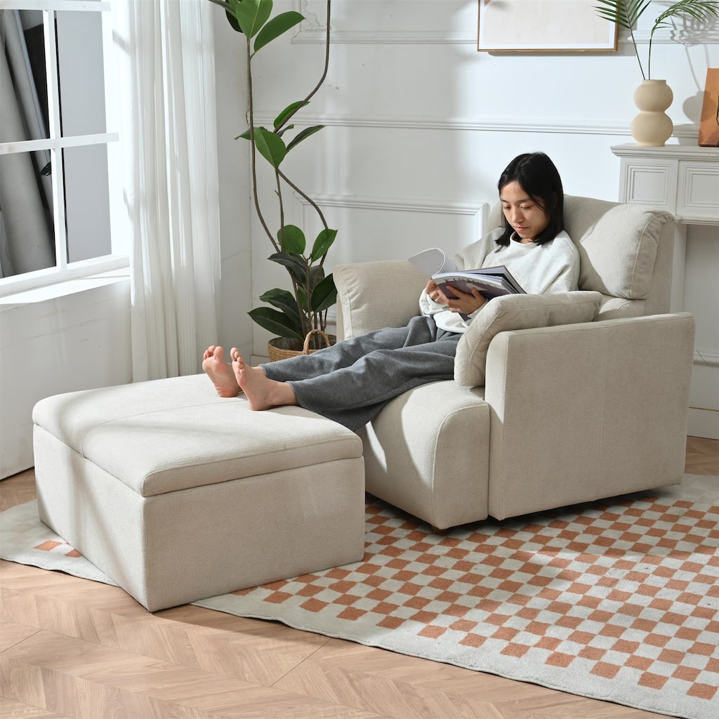 Oversized Accent Chair Storage Ottoman chair with storage ottoman