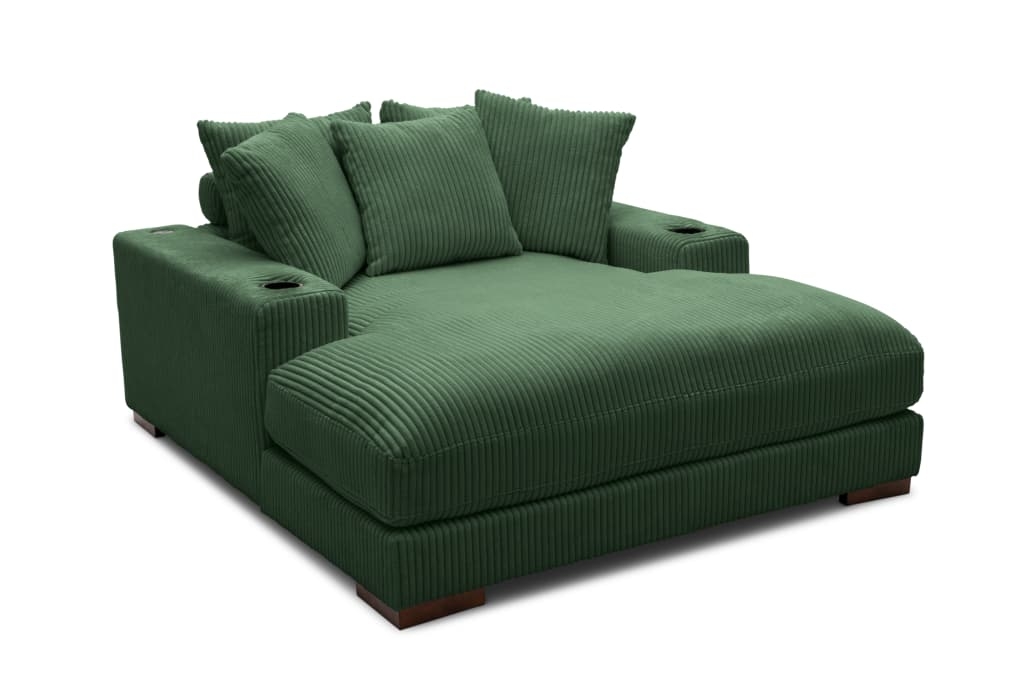Oversized Chaise Forest Green Oversized Proportions Cup Holders