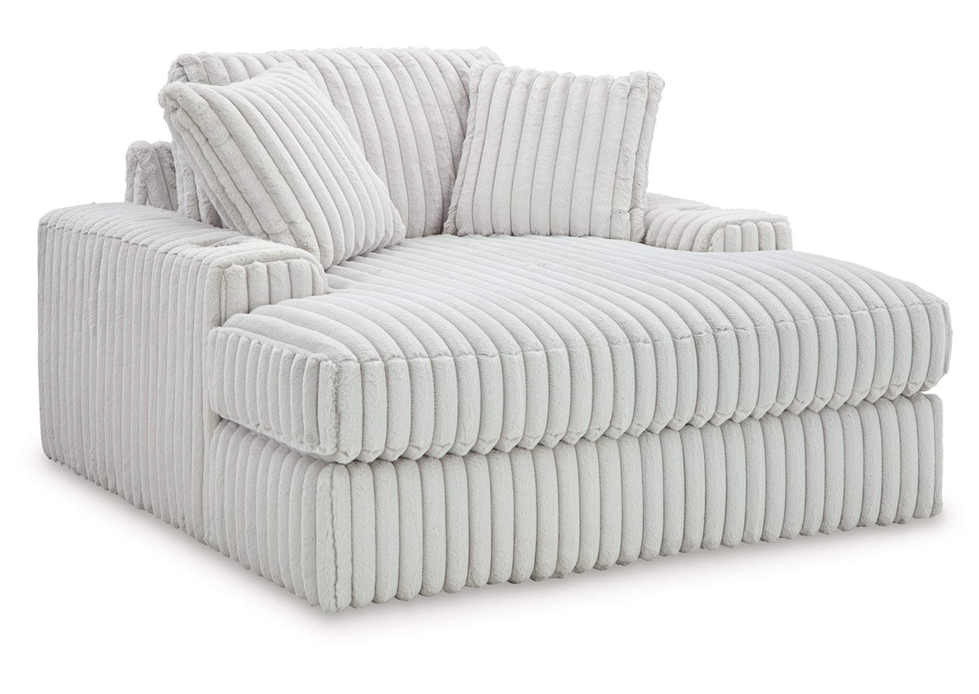 Oversized Chaise Light Gray Ribbed Texture Extra Wide Seat Daybed