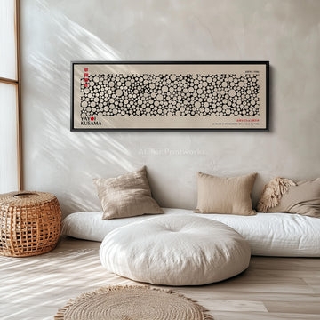 Panoramic Horizontal Wall Art Japandi Dot Pattern