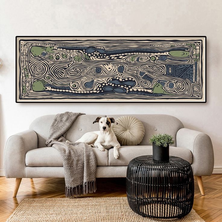 Panoramic Wall Art Abstract Linework Muted Earth Tones
