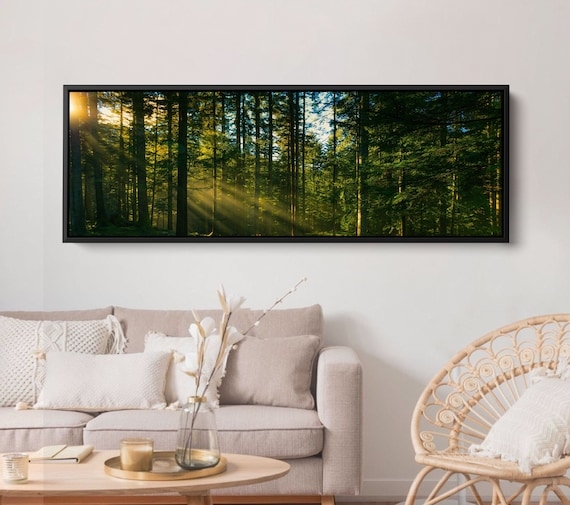 Panoramic Wall Art Sunlight Motif with Organic Modern Texture