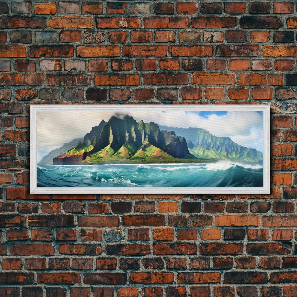 Panoramic Wall Art Whitewashed Frame and Na Pali Coast Photography