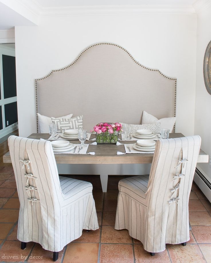 Parsons Chair Corset Tie Back Off White with Scalloped Banquette