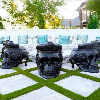 Patio Chair: Mexican Sugar Skull Chair Matte Black Crown