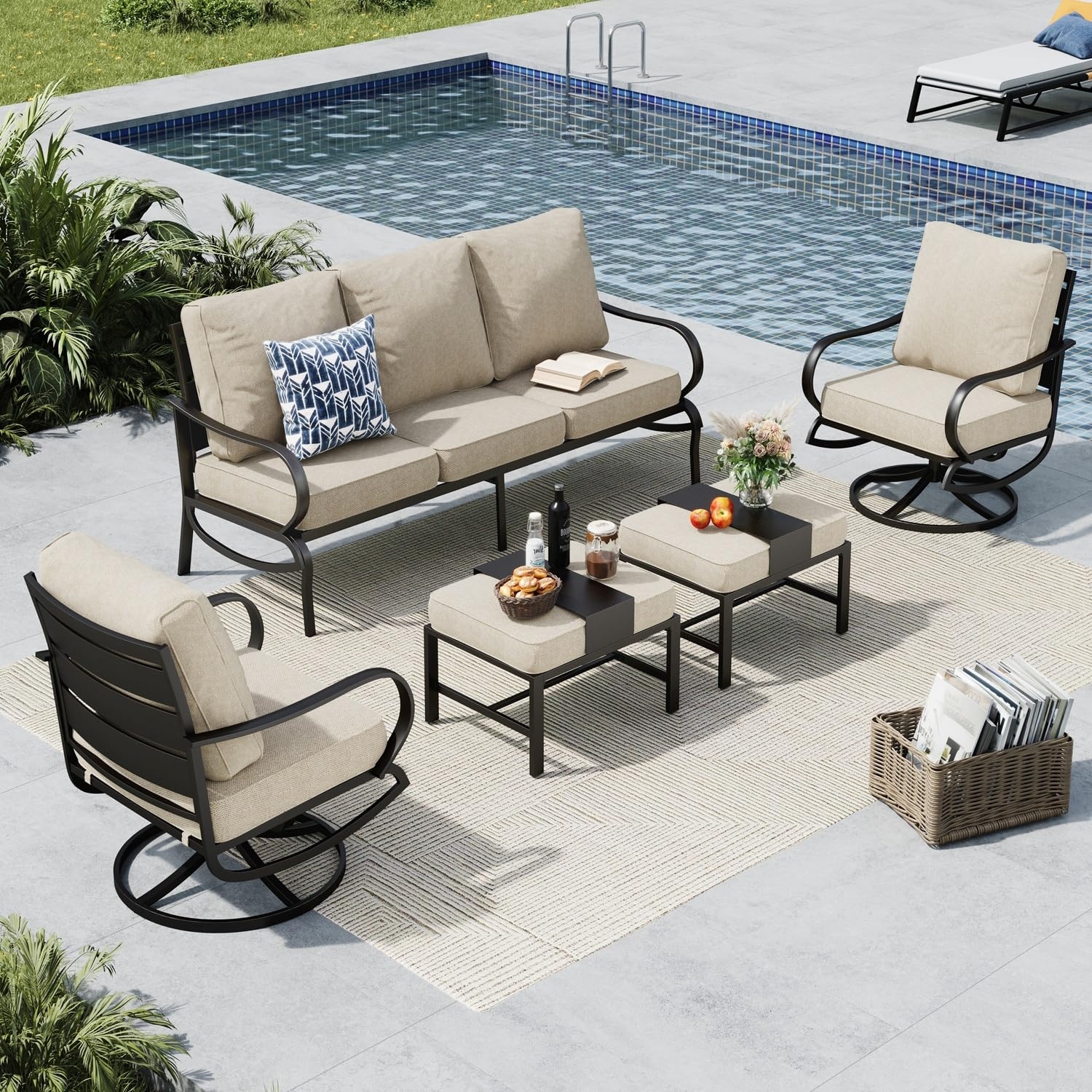 Patio Conversation Set with Swivel Rocking Base Set