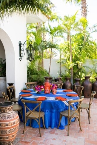 Patio Dining Set: Mexican Patio Luncheon Decor Cobalt Blue