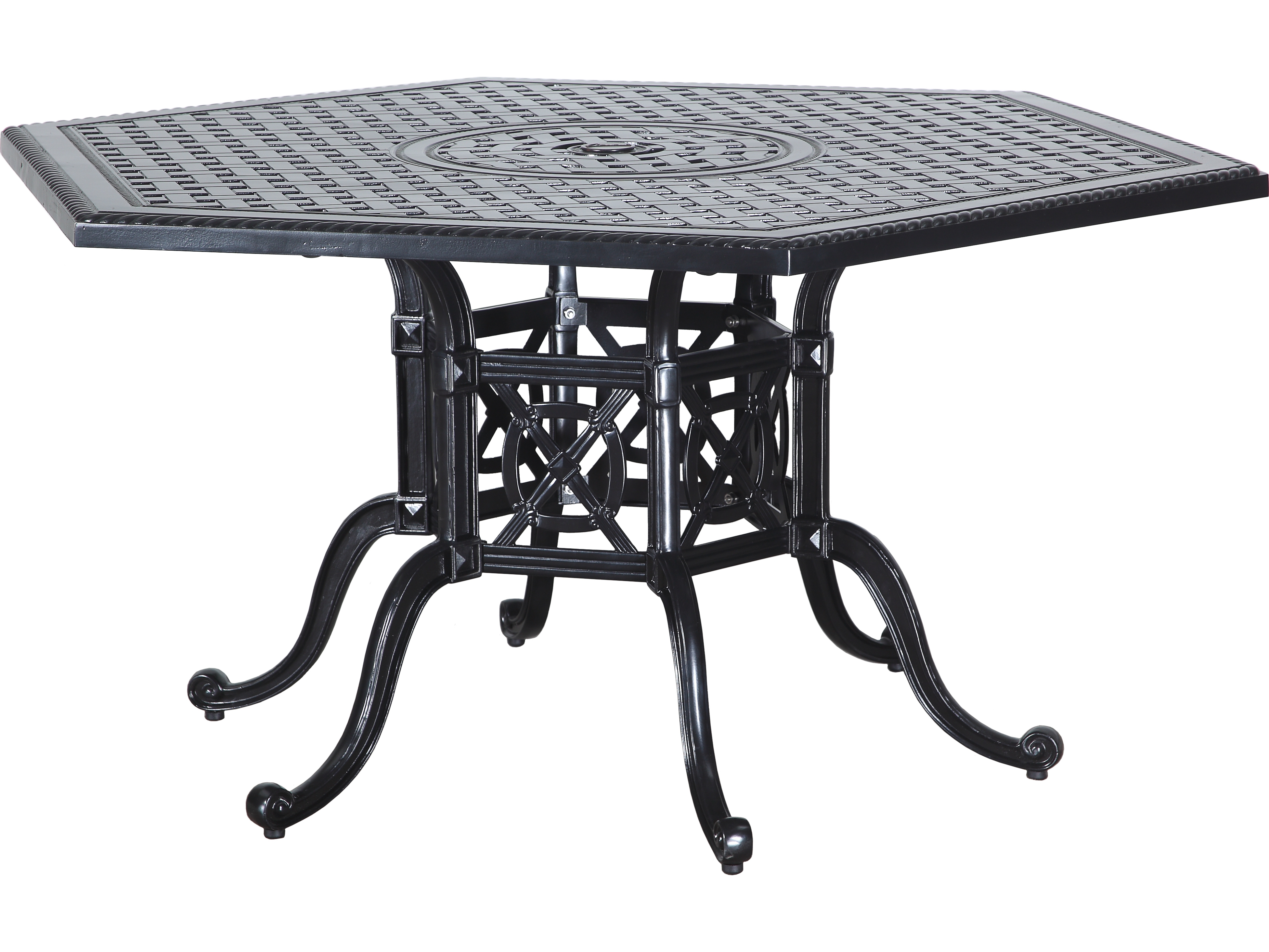 Patio Dining Table: Ornate Pedestal and Umbrella Hole