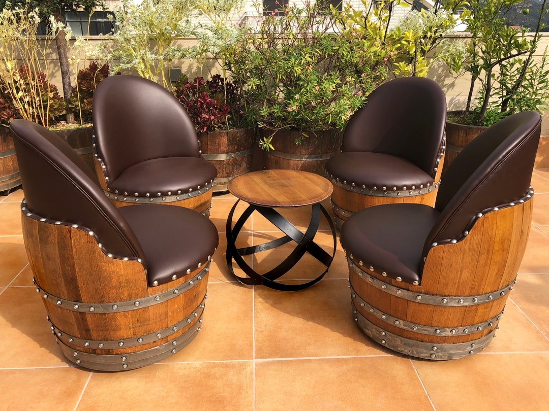 Patio Set with Hoop Table Base and Studded Metal Trim