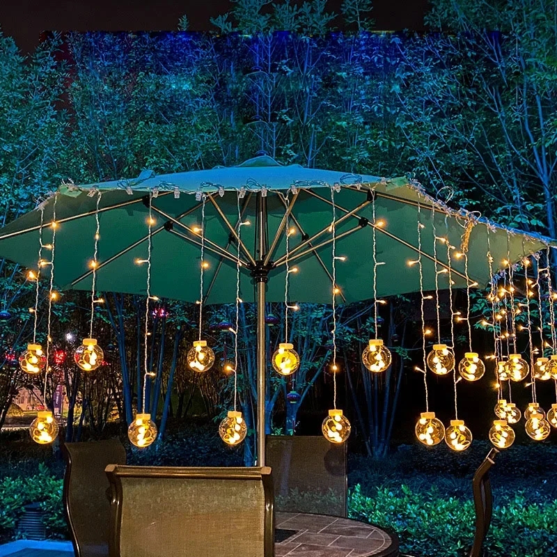 Patio Umbrella Lights Globe Pendant Fringe Hanging Lights
