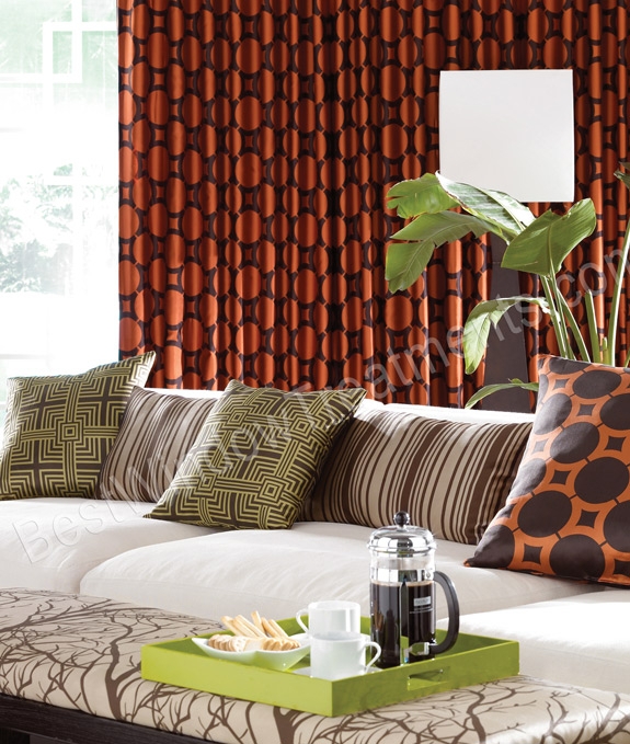 Patterned Curtains Copper Interlocking Circle Design