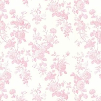 Patterned Fabric: Pink Botanical Sketch Vintage Rose Style