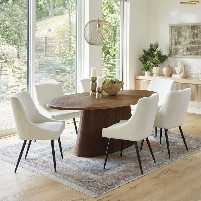 Pedestal Dining Table With Dark Walnut Silhouette
