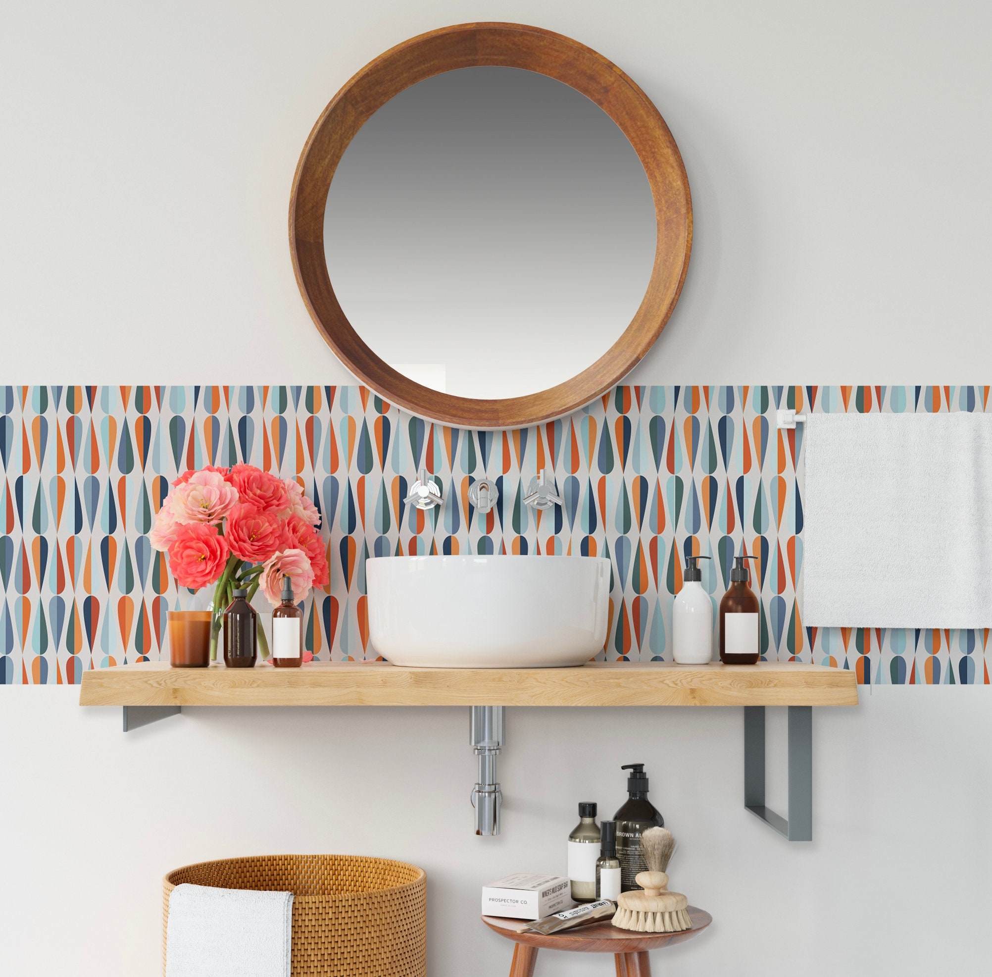 Peel And Stick Backsplash Teardrop Pattern Retro Tile Design