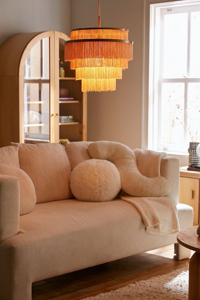 Pendant Light Amber Glow Tiered Fringe Textile Layers