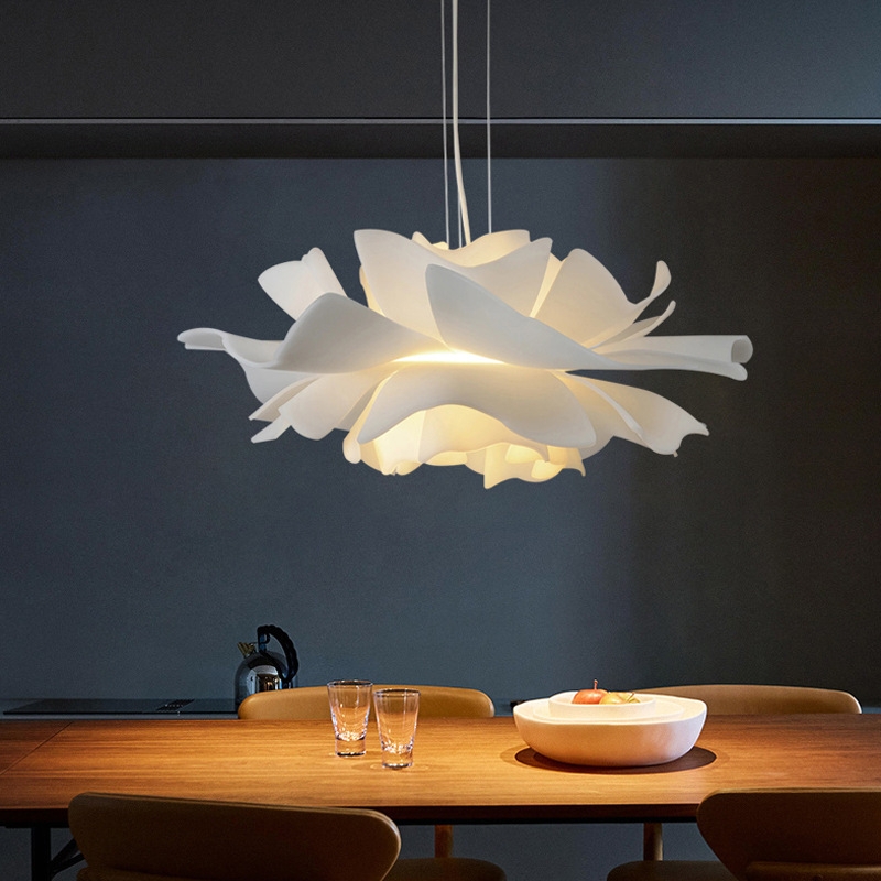 Pendant Light Blooming Rose Design and Translucent Petals