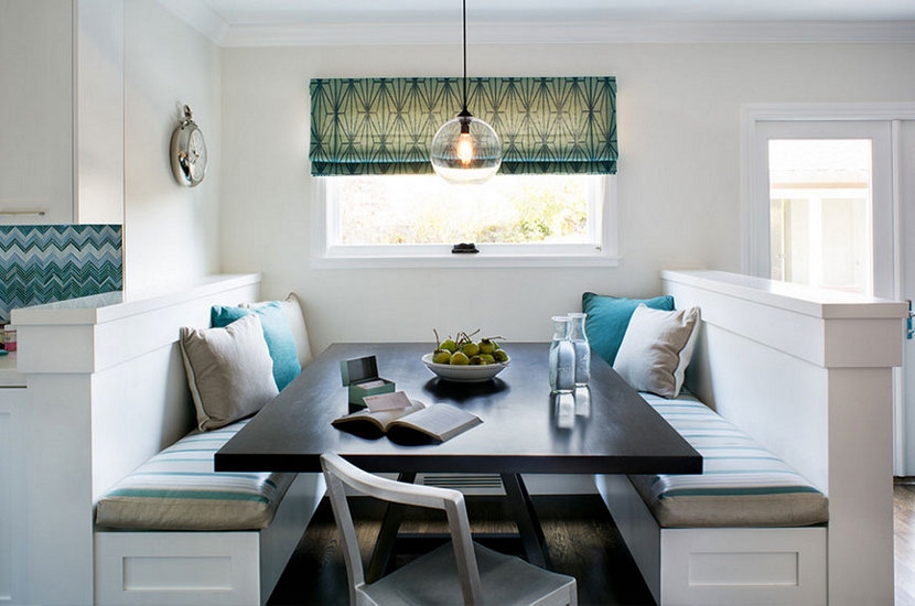 Pendant Light: Globe Silhouette, Teal Roman Shade Decor