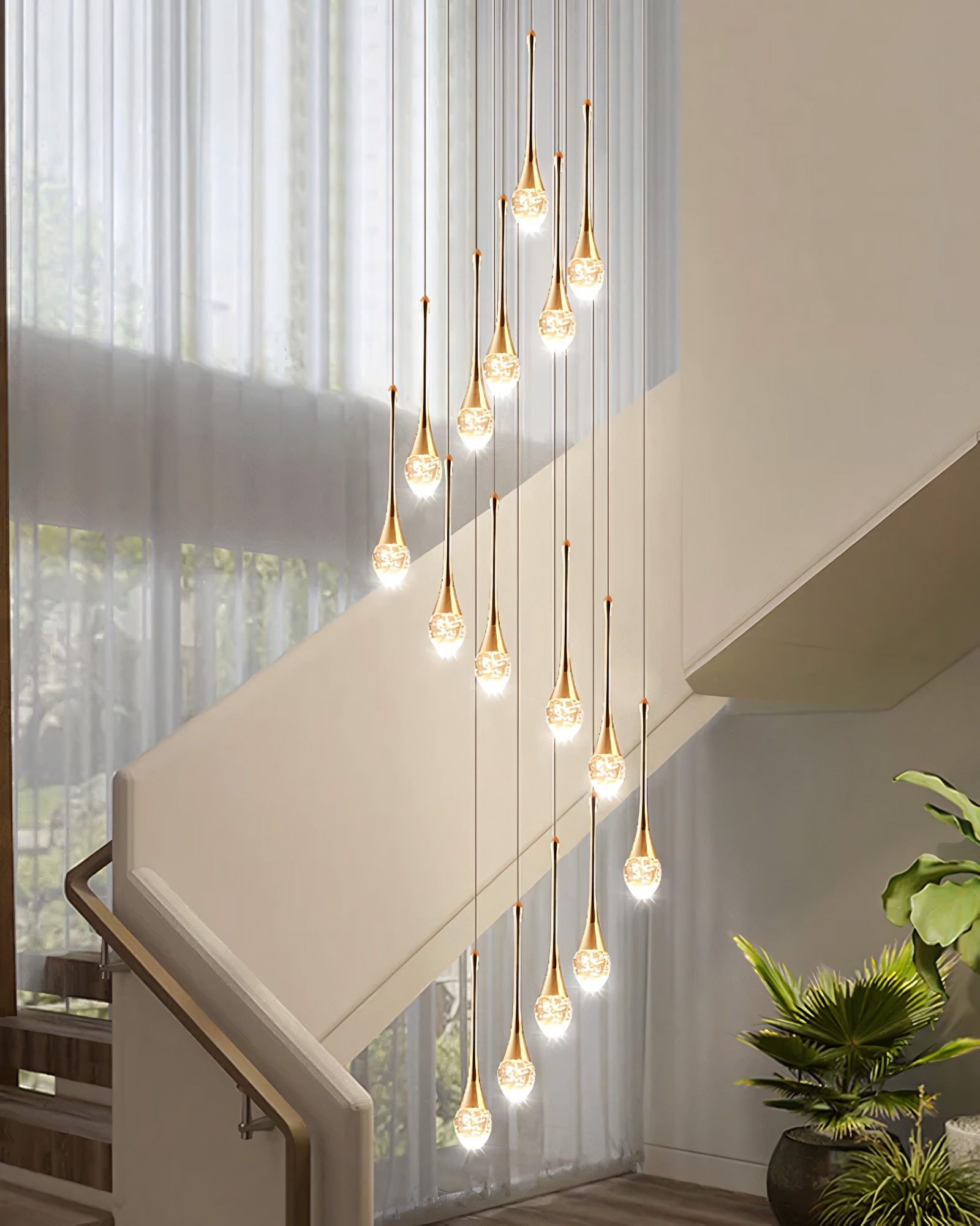 Pendant Light Teardrop Shape Gold Teardrop Spiral