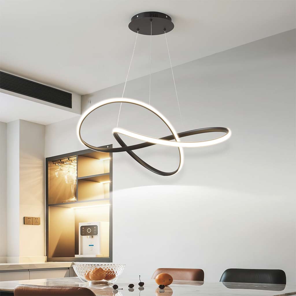 Pendant Light: Twisted Loop Ribbon Black Infinity Loop Lighting