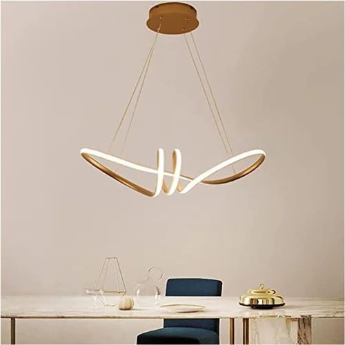 Pendant Light: Warm Gold Infinity Loop Ribbon Design Ceiling Light