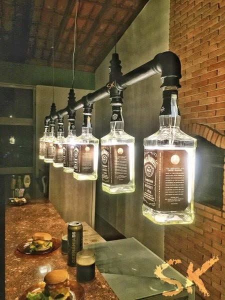 Pendant Light: Whiskey Bottle Bar Light and Repurposed Glass