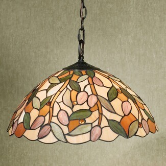 Pendant Light with Olive Motif and Scalloped Edge Detail