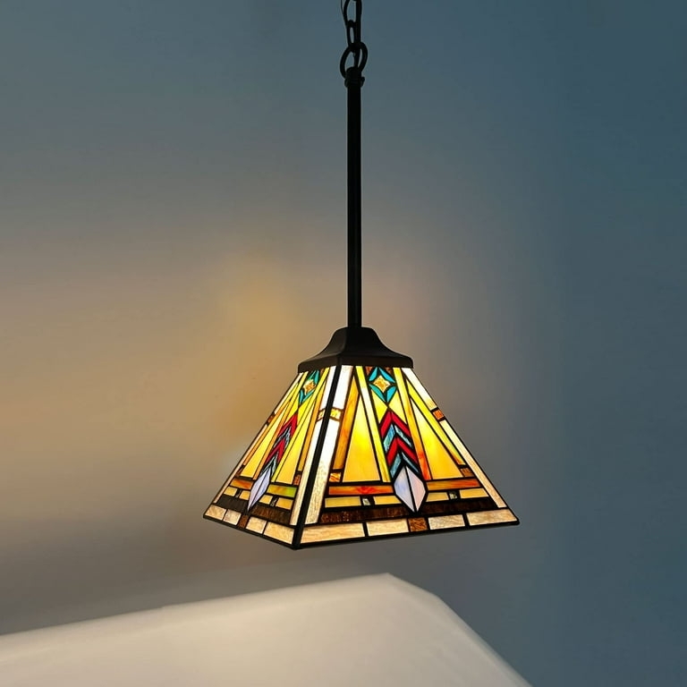 Pendant Light with Pyramid Shade and Geometric Pattern