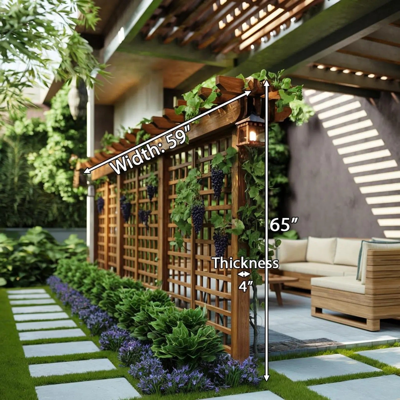 Pergola Wall Divider Climbing Vines Wood Lattice Divider