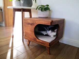 Pet Furniture Combo Mid-Century Wood Bed Tapered Legs