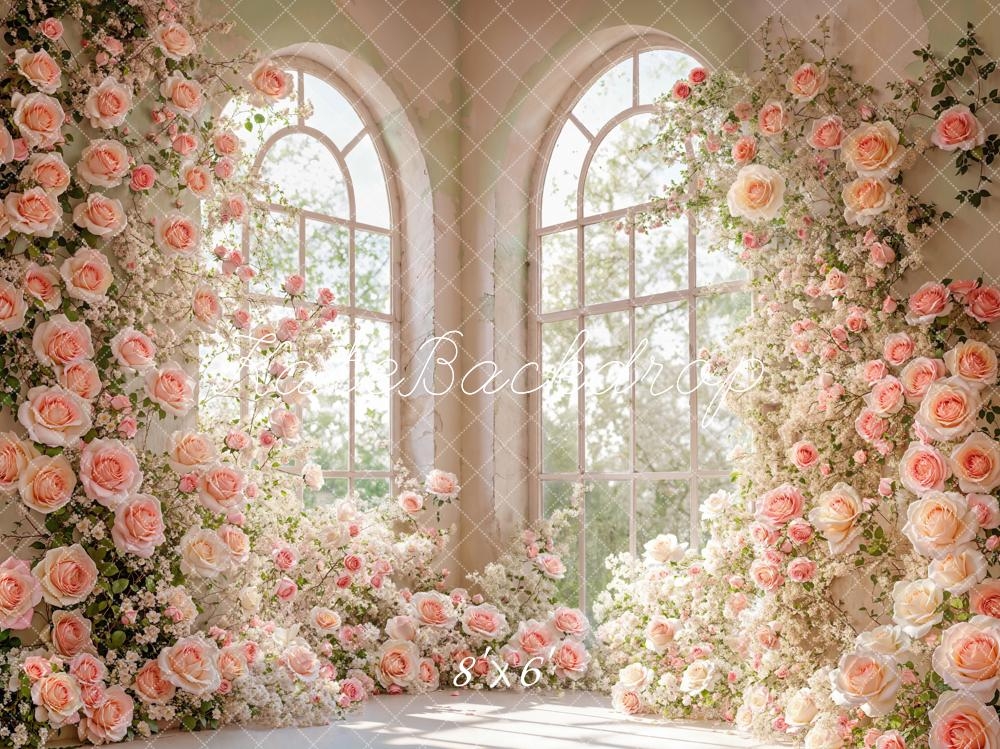 Photography Backdrop Arched Windows Floral Arched Window