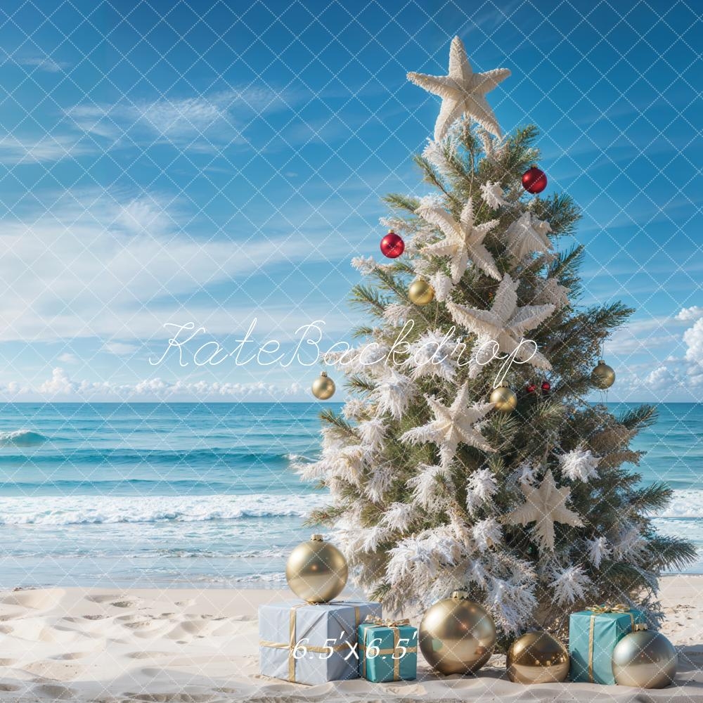 Photography Backdrop for Coastal Christmas Beach Settings