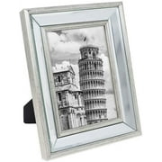 Picture Frame Beveled Mirror Panels Slanted Angle Silver 5x7