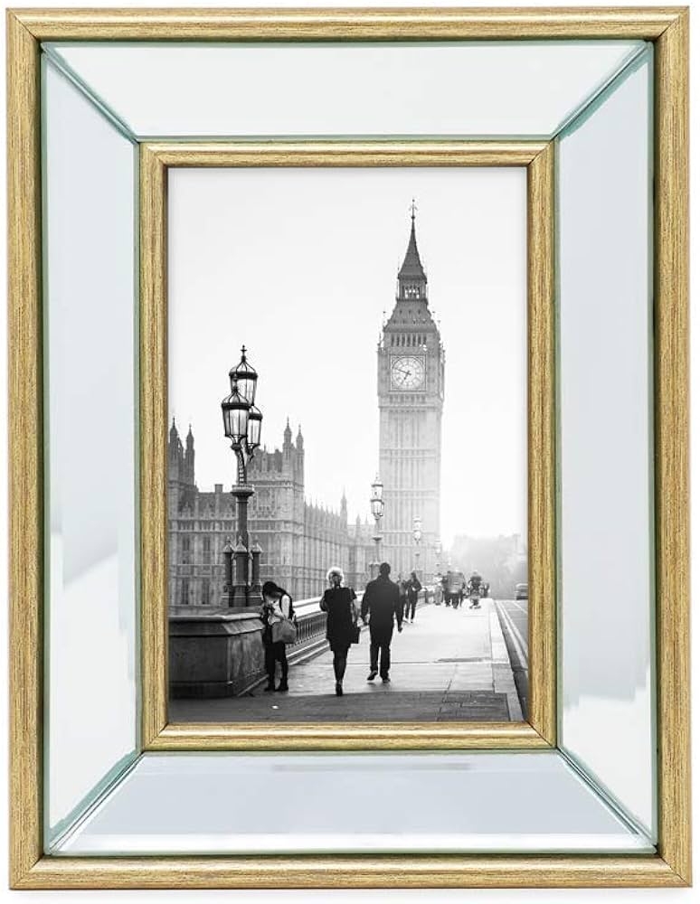 Picture Frame Deep Slanted Mirror Gold Inner Trim Wall Art