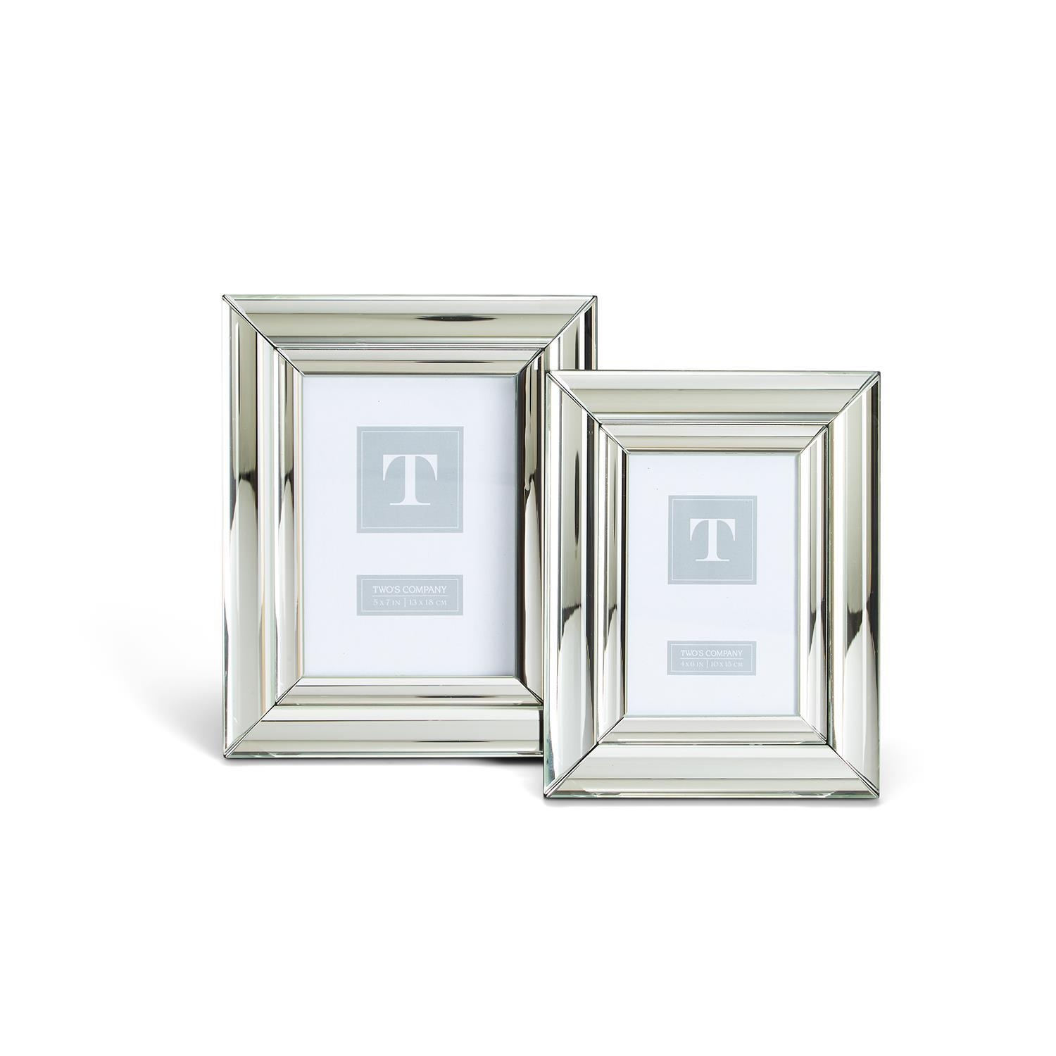 Picture Frame Set with Mirrored Finish and Beveled Glass Frames