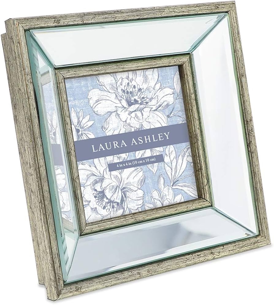 Picture Frame with Deep Slanted Angle and Silver Beveled Frame Decor