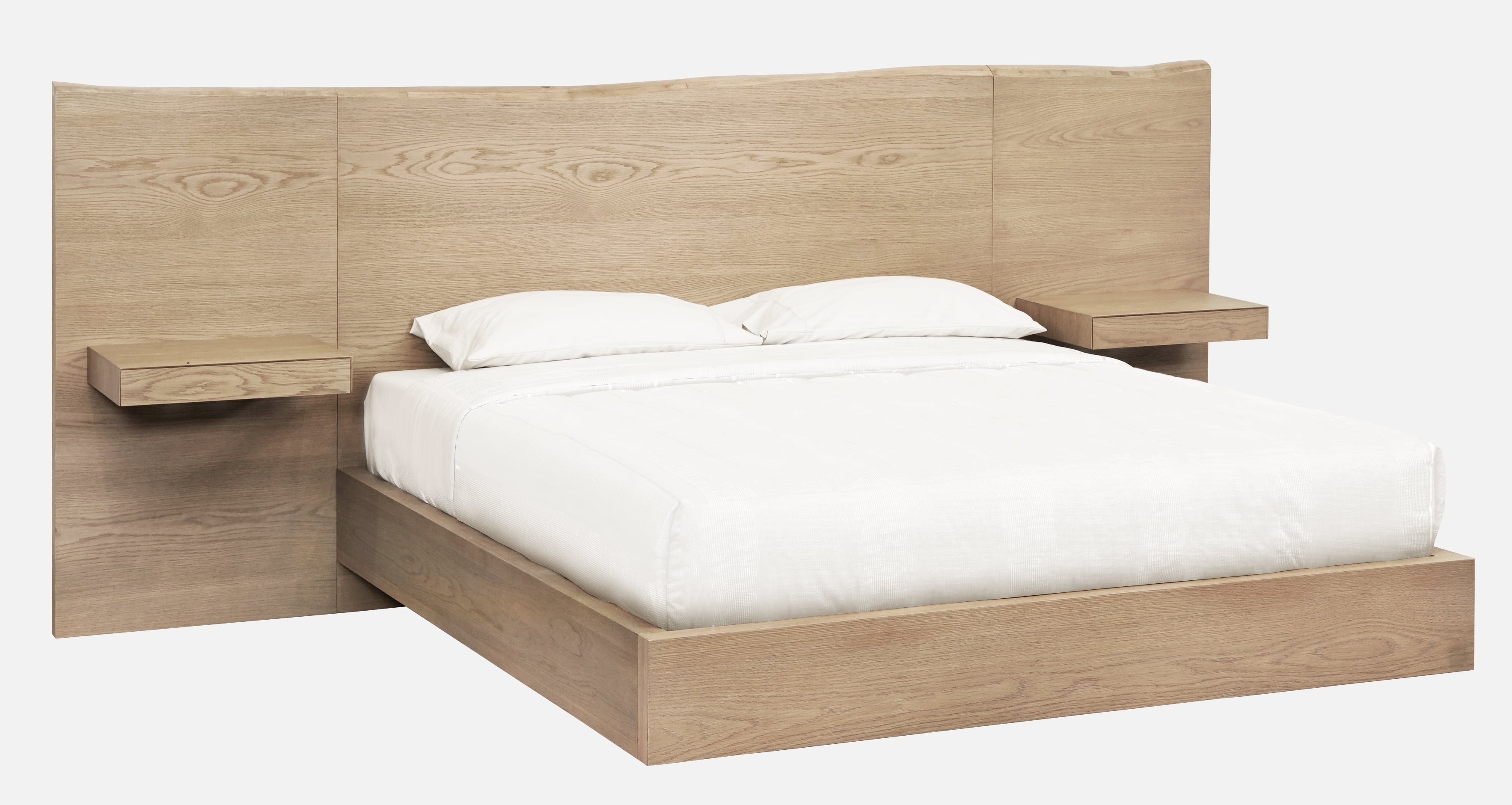Pier Bed: Bisque Finish with Live Edge Headboard Design