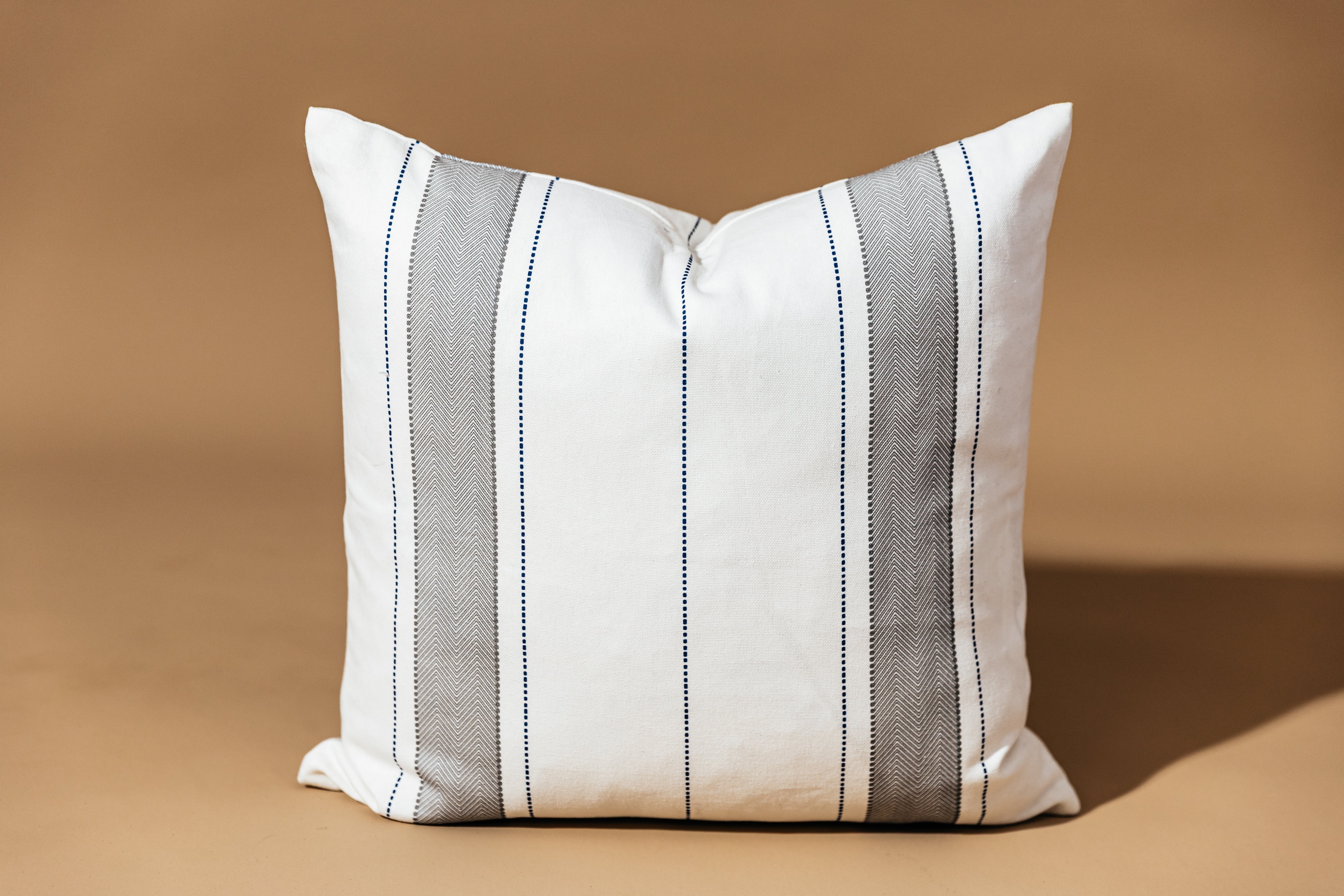 Pillow Cover Herringbone Stripe Dotted Line Accents Slate