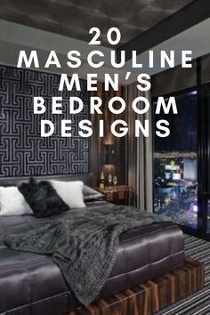 Platform Bed: City Skyline View with Geometric Wall Paneling Ideas