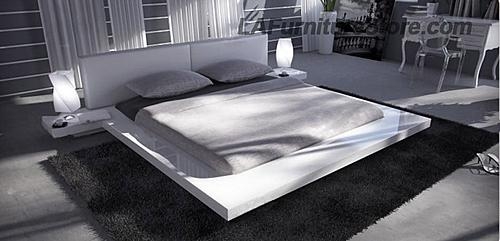 Platform Bed High Gloss Finish Glossy White Bedroom Set