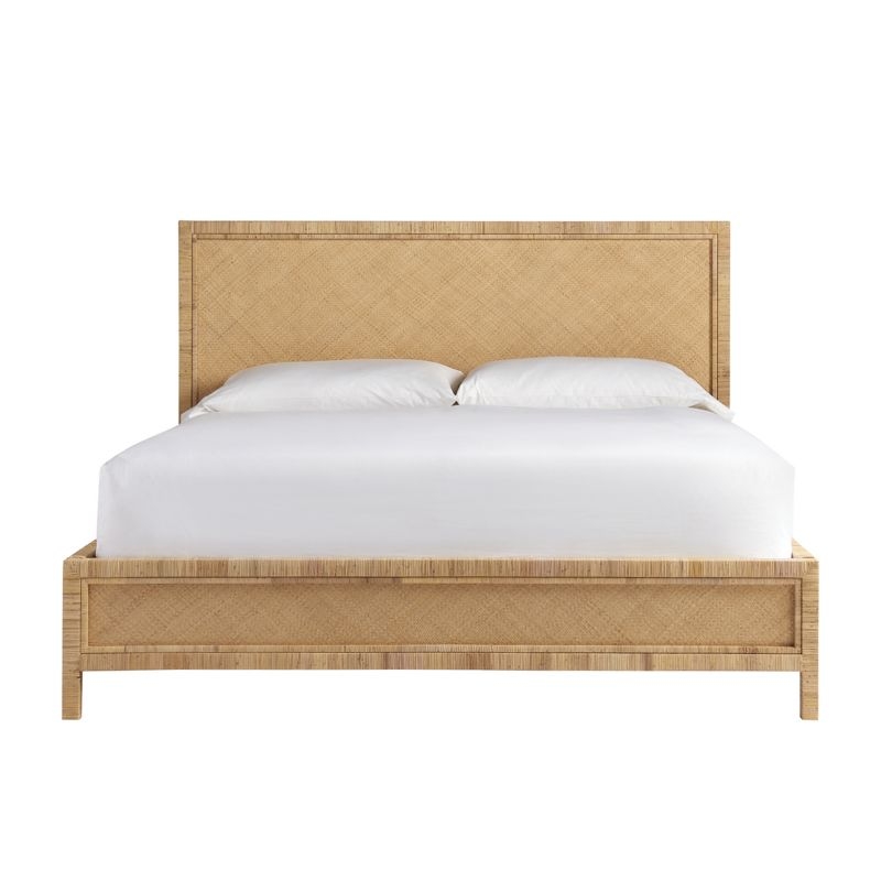 Platform Bed in Diagonal Weave Rattan Cane Furniture