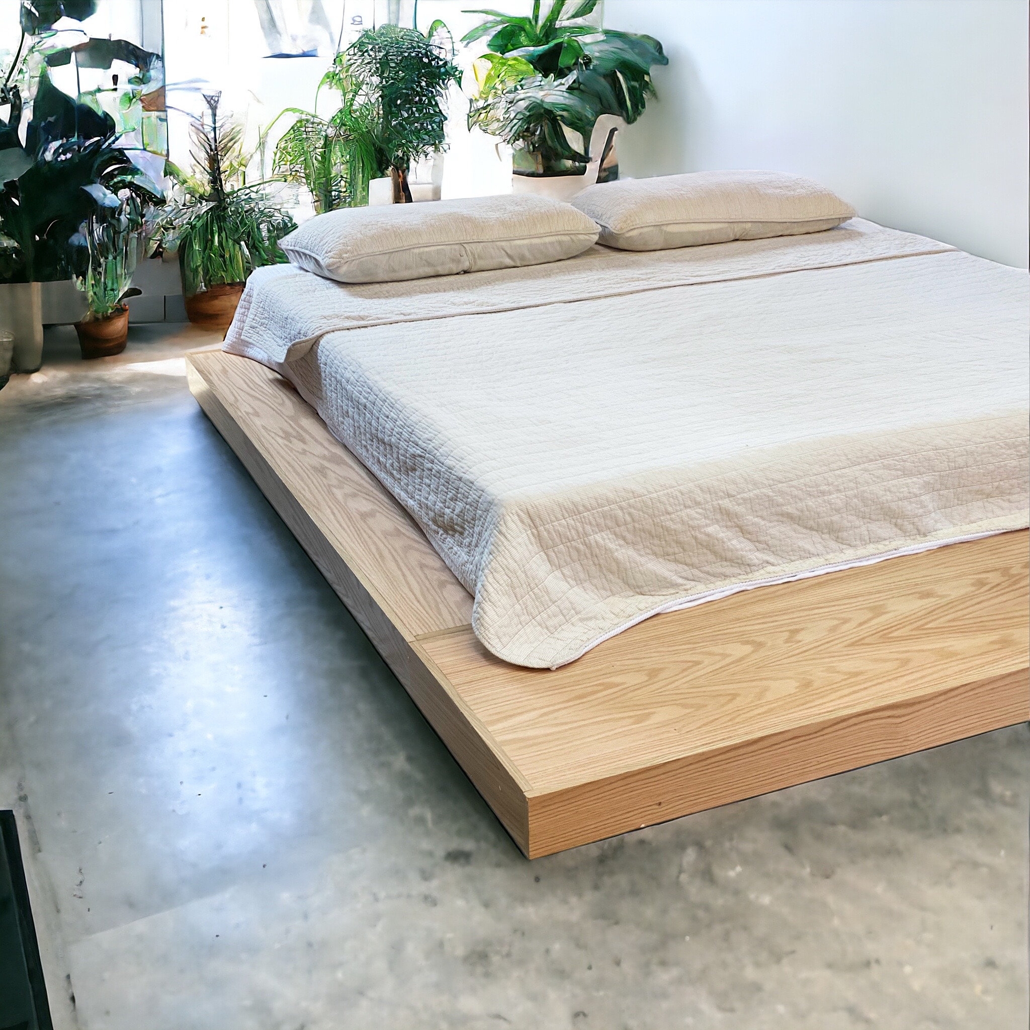 Platform Bed Plywood Core Minimalist Wide Ledge Frame