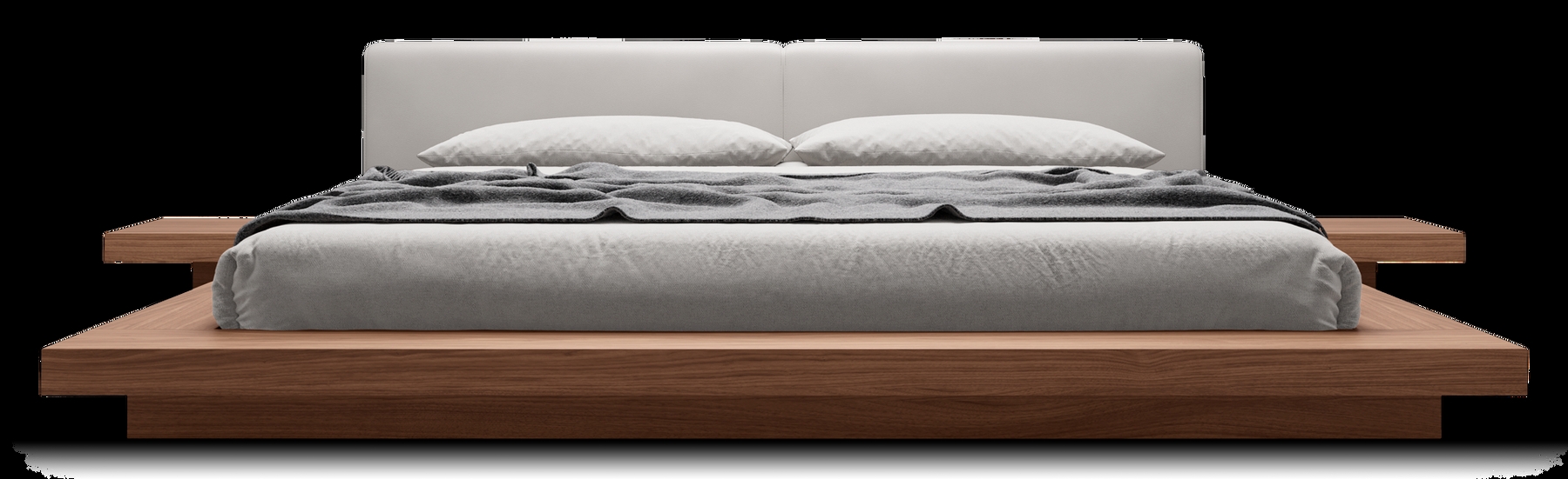Platform Bed: Split Headboard and Integrated Side Tables