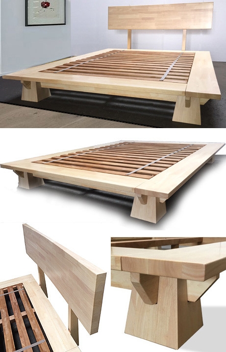 Platform Bed Tapered Pedestal Legs Wide Frame Design