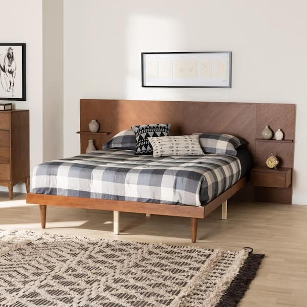 Platform Bed: Tapered Spindle Legs and Walnut Bed Frame