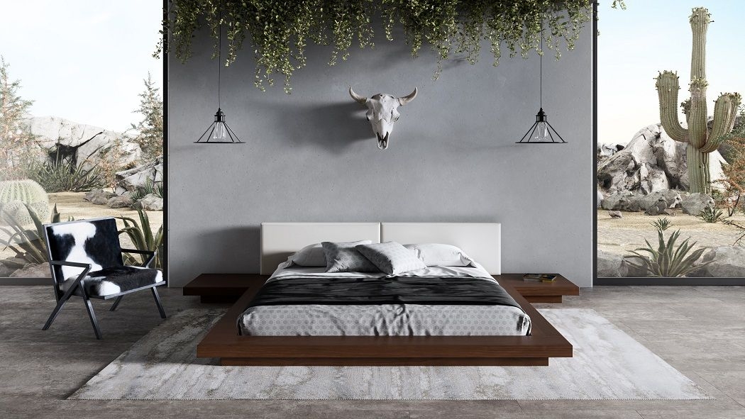 Platform Bed Walnut and White Desert Modern Master Suite