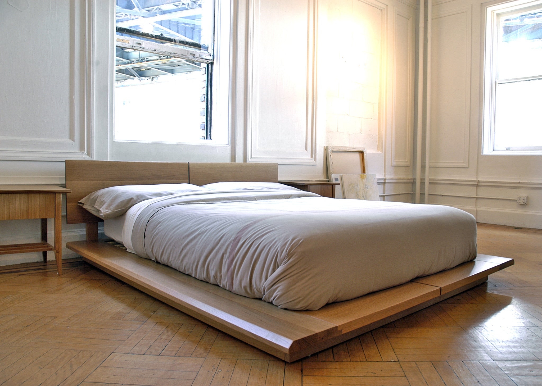 Platform Bed White Oak Extended Base Loft Furniture